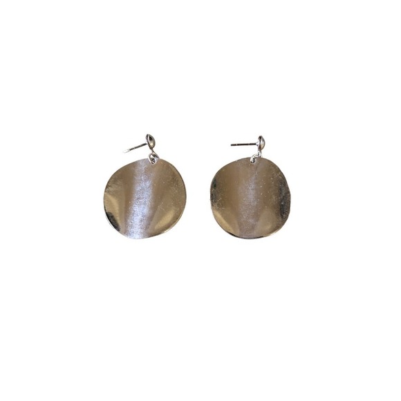 Metal Disc Silver Color Earrings - Picture 1 of 5